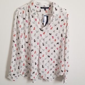 Graphic Sheer Blouse Top Large